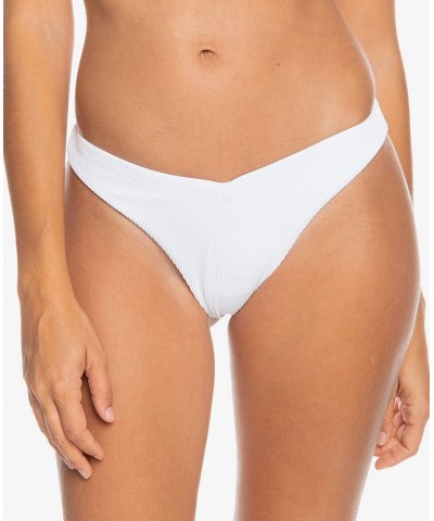 Juniors' Love Cheeky High-Leg Ribbed Bikini Bottoms White $23.00 Swimsuits