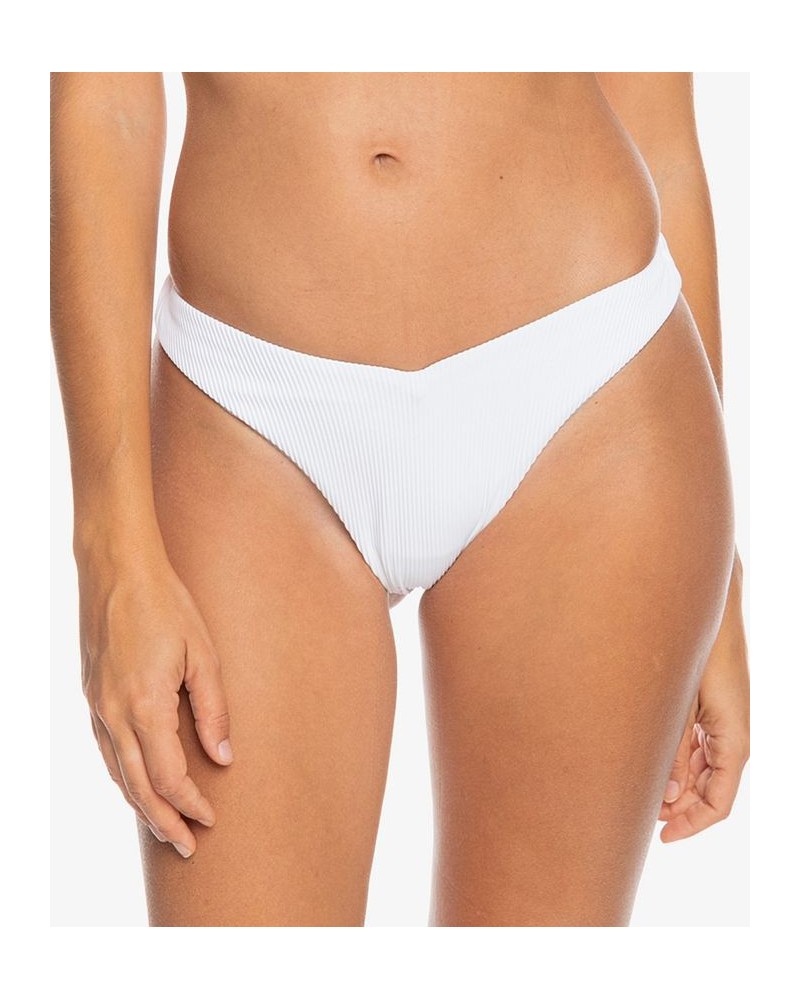 Juniors' Love Cheeky High-Leg Ribbed Bikini Bottoms White $23.00 Swimsuits