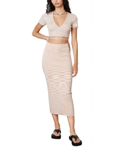Women's Cutout Knit Midi Skirt Tan/Beige $17.72 Skirts