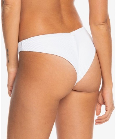 Juniors' Love Cheeky High-Leg Ribbed Bikini Bottoms White $23.00 Swimsuits