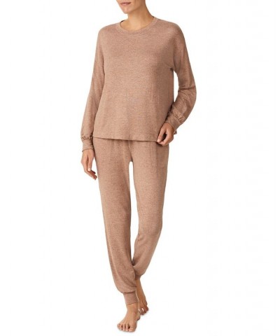 Women's Brushed Sweater Jersey Pajamas Set Marled Beaver $24.99 Sleepwear