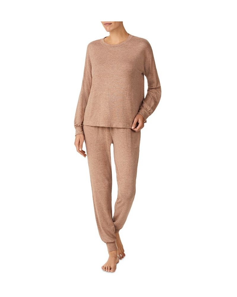 Women's Brushed Sweater Jersey Pajamas Set Marled Beaver $24.99 Sleepwear