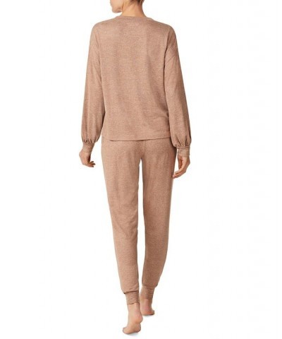 Women's Brushed Sweater Jersey Pajamas Set Marled Beaver $24.99 Sleepwear