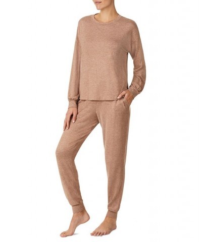 Women's Brushed Sweater Jersey Pajamas Set Marled Beaver $24.99 Sleepwear