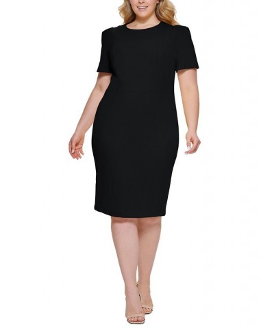 Plus Size Short-Sleeve Scuba Crepe Dress Black $37.39 Dresses