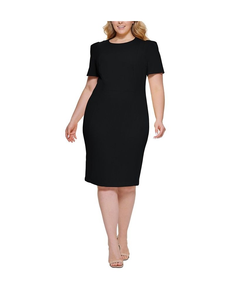 Plus Size Short-Sleeve Scuba Crepe Dress Black $37.39 Dresses