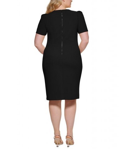 Plus Size Short-Sleeve Scuba Crepe Dress Black $37.39 Dresses