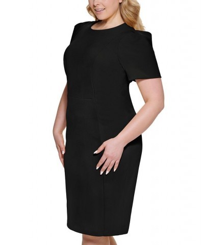 Plus Size Short-Sleeve Scuba Crepe Dress Black $37.39 Dresses