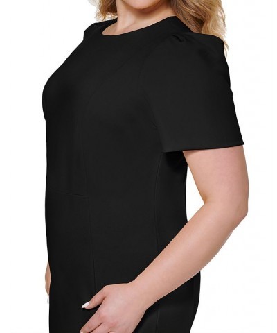 Plus Size Short-Sleeve Scuba Crepe Dress Black $37.39 Dresses