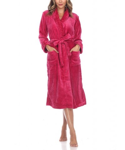 Plus Size Cozy Loungewear Belted Robe Burgundy $34.81 Sleepwear