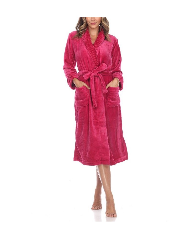 Plus Size Cozy Loungewear Belted Robe Burgundy $34.81 Sleepwear