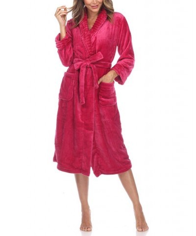 Plus Size Cozy Loungewear Belted Robe Burgundy $34.81 Sleepwear