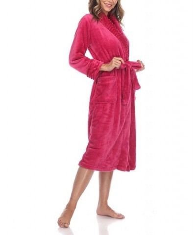 Plus Size Cozy Loungewear Belted Robe Burgundy $34.81 Sleepwear