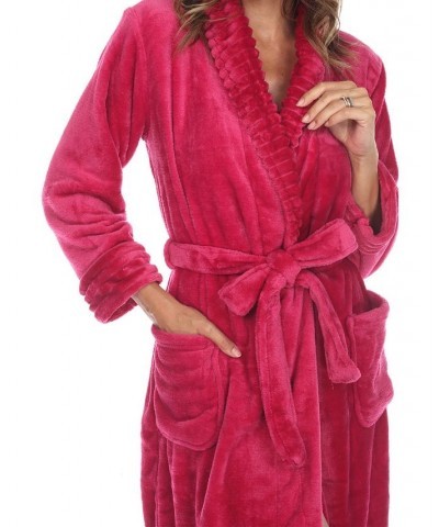 Plus Size Cozy Loungewear Belted Robe Burgundy $34.81 Sleepwear