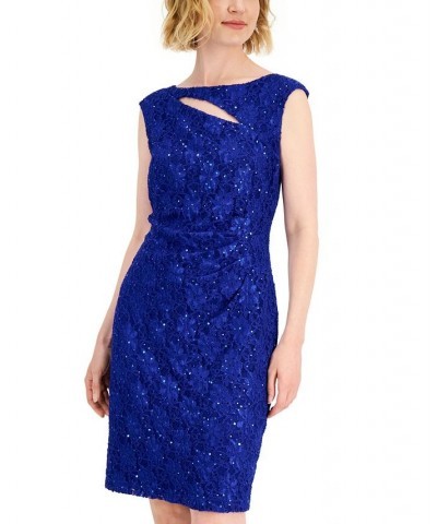Sequined Lace Cutout Sheath Dress Cobalt $41.58 Dresses