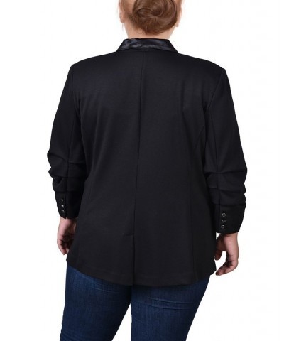 Plus Size Satin Lapel Scuba Crepe Jacket Black $14.70 Jackets