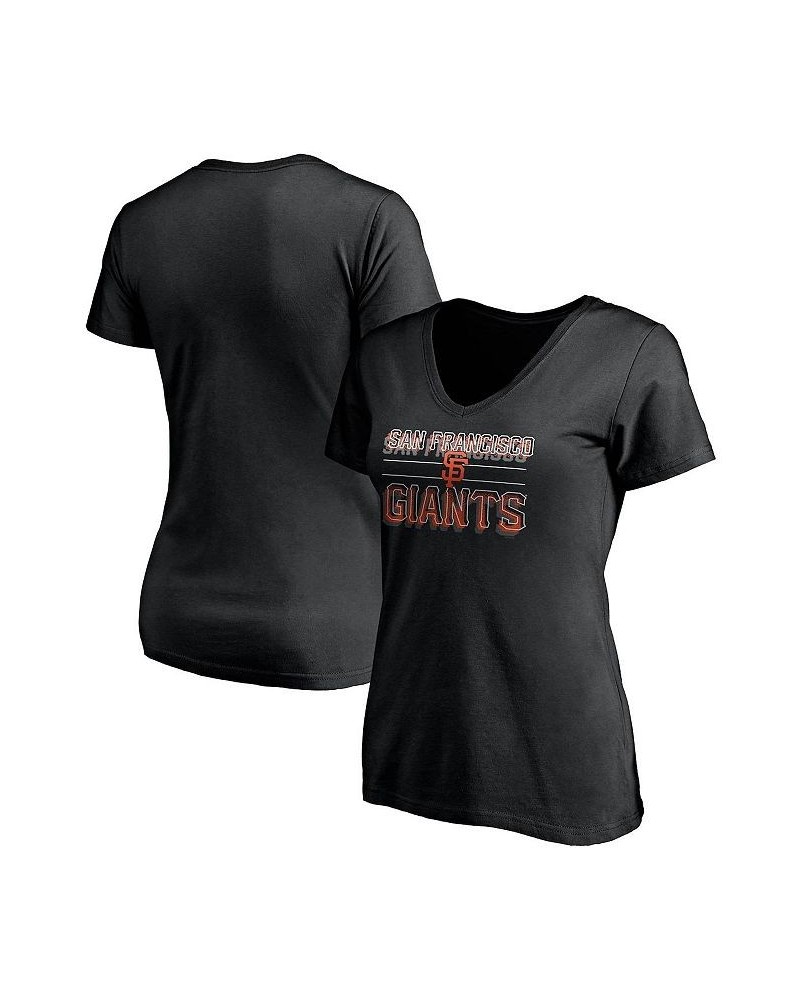 Women's Branded Black San Francisco Giants Compulsion to Win V-Neck T-shirt Black $20.39 Tops