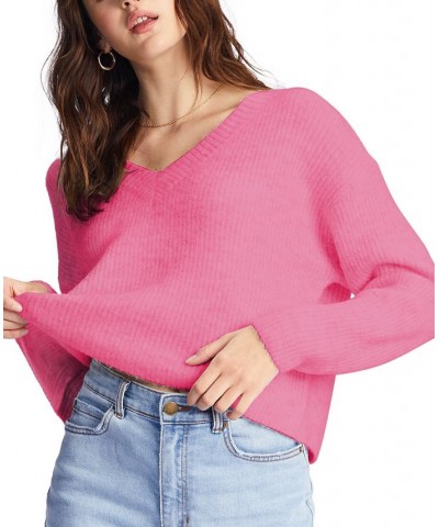 Juniors' Nowhere Else V-Neck Long-Sleeve Sweater Pink Skies $32.23 Sweaters