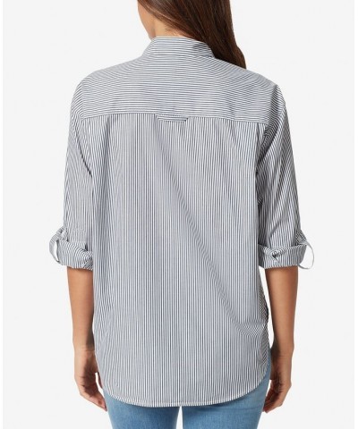 Women's Amanda Button-Front Shirt Marine Navy Stripe $18.02 Tops