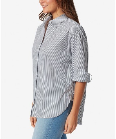 Women's Amanda Button-Front Shirt Marine Navy Stripe $18.02 Tops