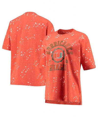 Women's Orange Miami Hurricanes Bishop Bleach Wash T-shirt Orange $24.74 Tops