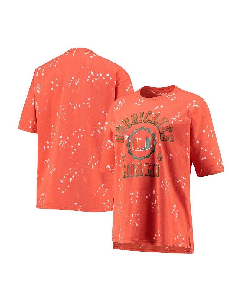 Women's Orange Miami Hurricanes Bishop Bleach Wash T-shirt Orange $24.74 Tops