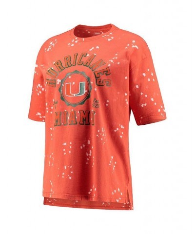 Women's Orange Miami Hurricanes Bishop Bleach Wash T-shirt Orange $24.74 Tops