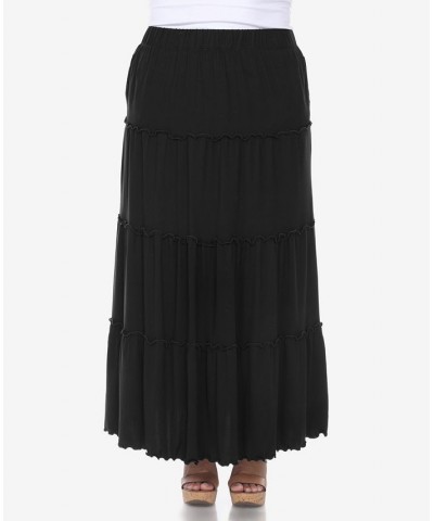 Plus Size Tiered Maxi Skirt Black $31.28 Skirts