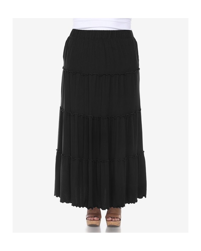 Plus Size Tiered Maxi Skirt Black $31.28 Skirts