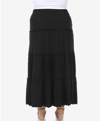 Plus Size Tiered Maxi Skirt Black $31.28 Skirts