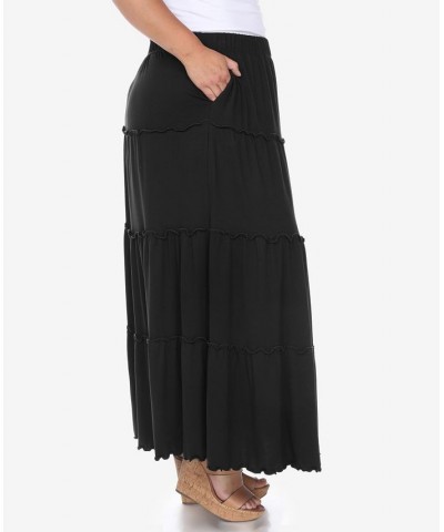 Plus Size Tiered Maxi Skirt Black $31.28 Skirts