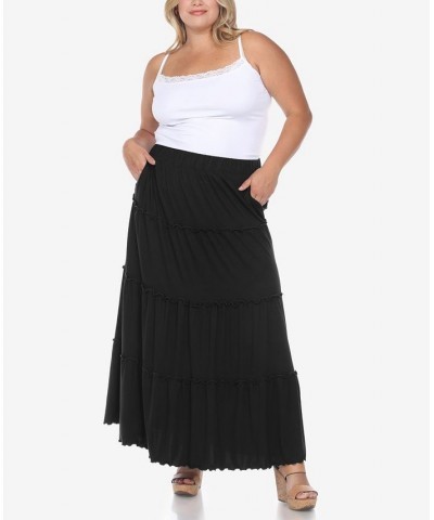 Plus Size Tiered Maxi Skirt Black $31.28 Skirts