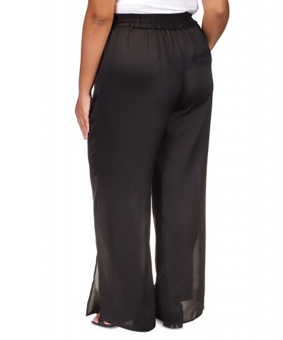 Plus Size High-Rise Slit-Cuff Wide-Leg Pants Black $39.95 Pants