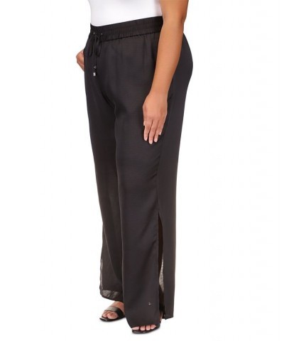 Plus Size High-Rise Slit-Cuff Wide-Leg Pants Black $39.95 Pants