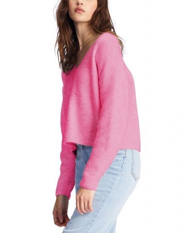 Juniors' Nowhere Else V-Neck Long-Sleeve Sweater Pink Skies $32.23 Sweaters