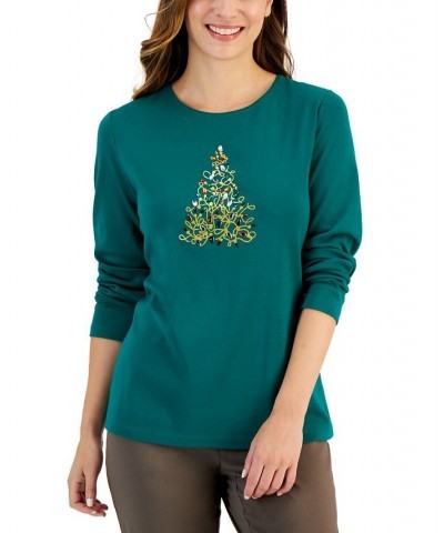 Women's Long-Sleeve Holiday Top Spruce Night Truck $10.07 Tops