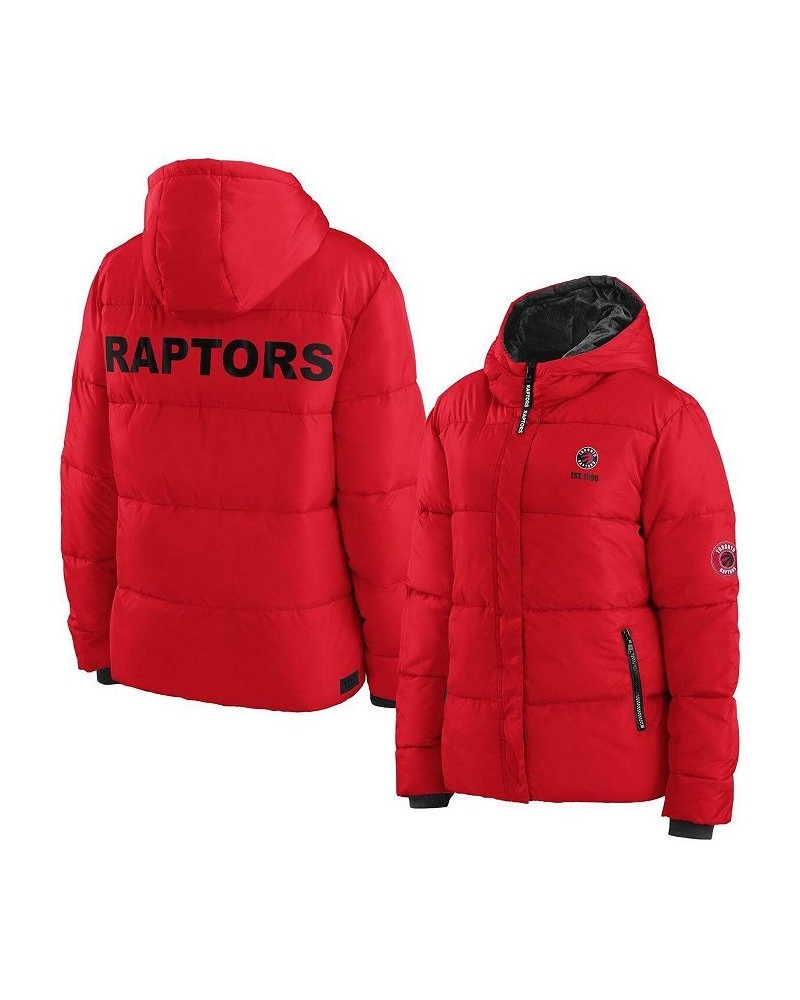 Women's Red Toronto Raptors Plush Puffer Full-Zip Jacket Red $57.60 Jackets