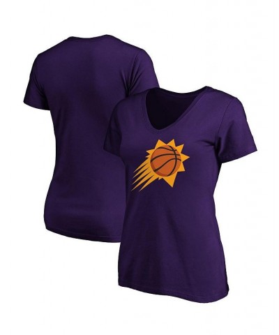 Women's Branded Purple Phoenix Suns Primary Logo Team V-Neck T-shirt Purple $18.24 Tops