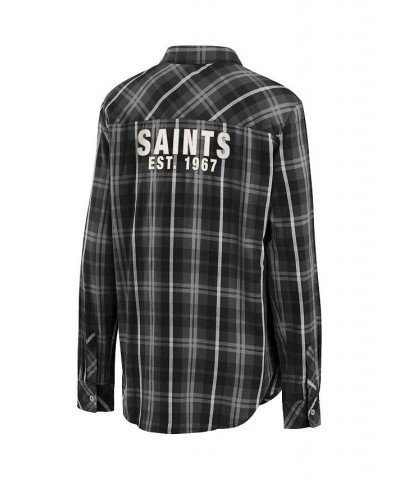 Women's Gray New Orleans Saints Button-Up Plaid Long Sleeve Shirt Gray $37.94 Tops