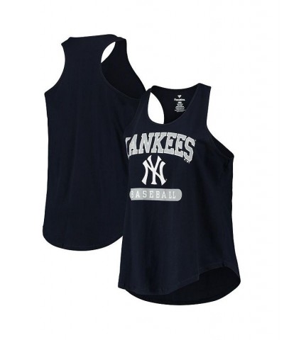 Women's Navy New York Yankees Plus Size Racerback Tank Top Navy $25.19 Tops