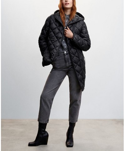 Women's Hood Quilted Coat Black $78.40 Coats