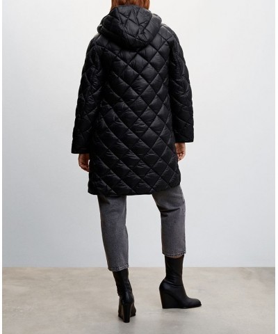Women's Hood Quilted Coat Black $78.40 Coats