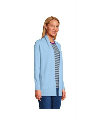 Women's Tall Cotton Open Long Cardigan Sweater Soft blue haze $35.98 Sweaters