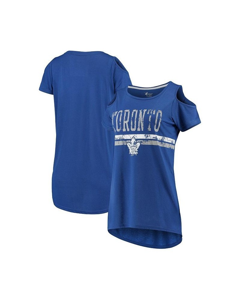 Women's Blue Toronto Maple Leafs Clear The Bases Scoop Neck T-shirt Blue $20.25 Tops