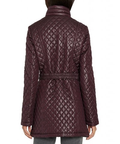 Women's Belted Quilted Coat Purple $86.40 Coats