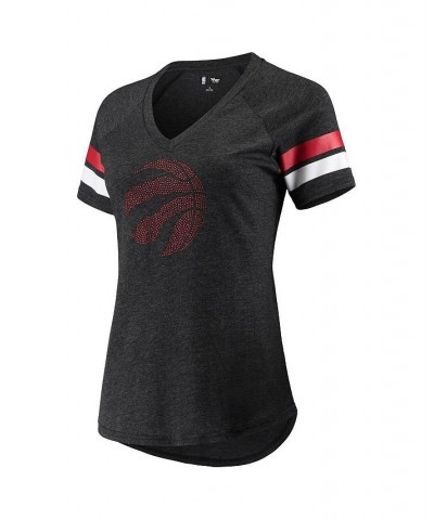 Women's Black Toronto Raptors Triple Double Rhinestone Tri-Blend V-Neck T-shirt Black $21.12 Tops