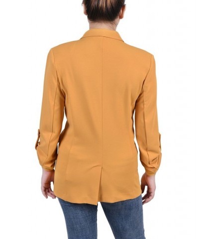 Petite Long Sleeve Double Breasted Crepe Jacket Gold $18.81 Jackets