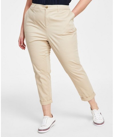 Plus Size Knit Short-Sleeved Pintucked Top & TH Flex Hampton Chino Pants Khaki $28.36 Outfits