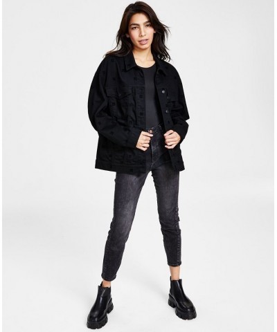 Women's Solid Button-Front Denim Jacket Dark Grey $138.60 Jackets