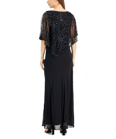 Women's Asymmetrical Embellished-Overlay Gown Black Gunmetal $75.18 Dresses